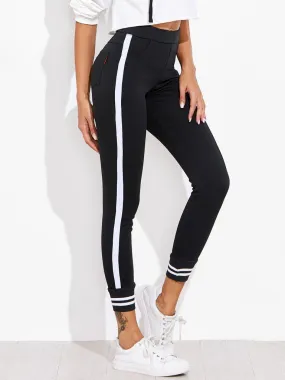 Contrast Striped Sport Leggings Pants