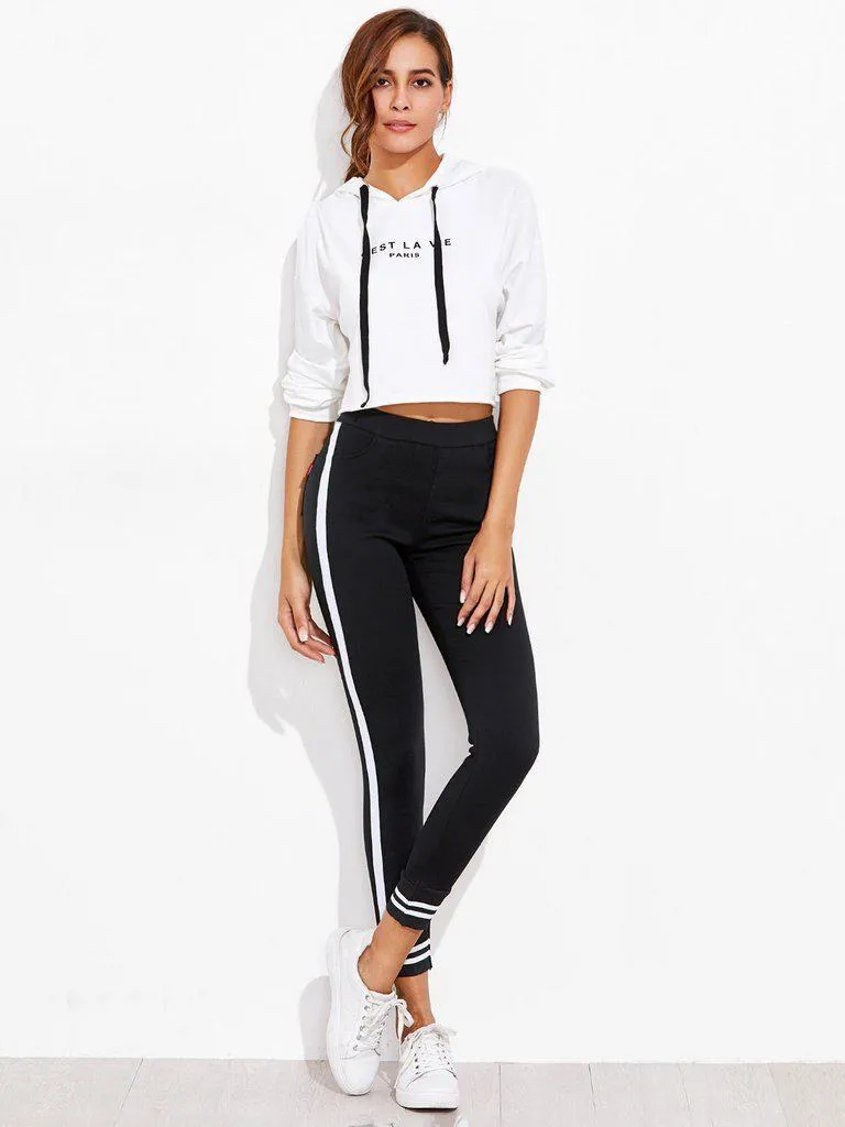 Contrast Striped Sport Leggings Pants