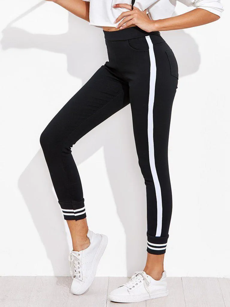 Contrast Striped Sport Leggings Pants