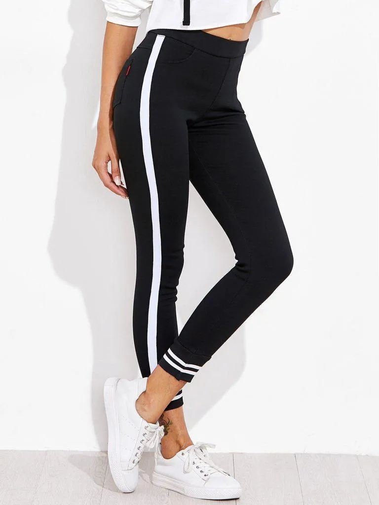 Contrast Striped Sport Leggings Pants