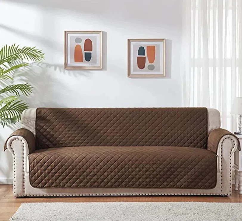 COTTON QUILTED SOFA RUNNER - SOFA COAT (COPPER BROWN)