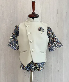 Cream Coloured Waist Coat Set for Baby Boy