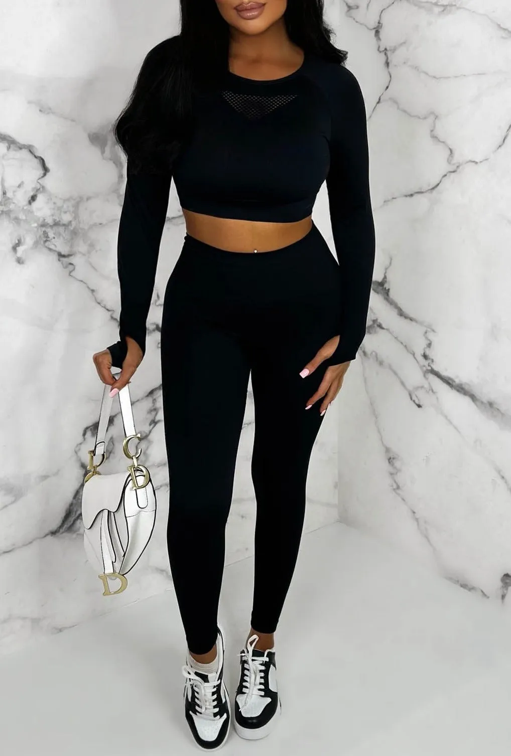 Crush Of The Season Black Cut Out And Push Up Legging Gym Set