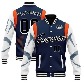 Custom Blue Denver Jacket Bomber Full-Snap Varsity Letterman Personalized Jacket FZ005-D025004-12