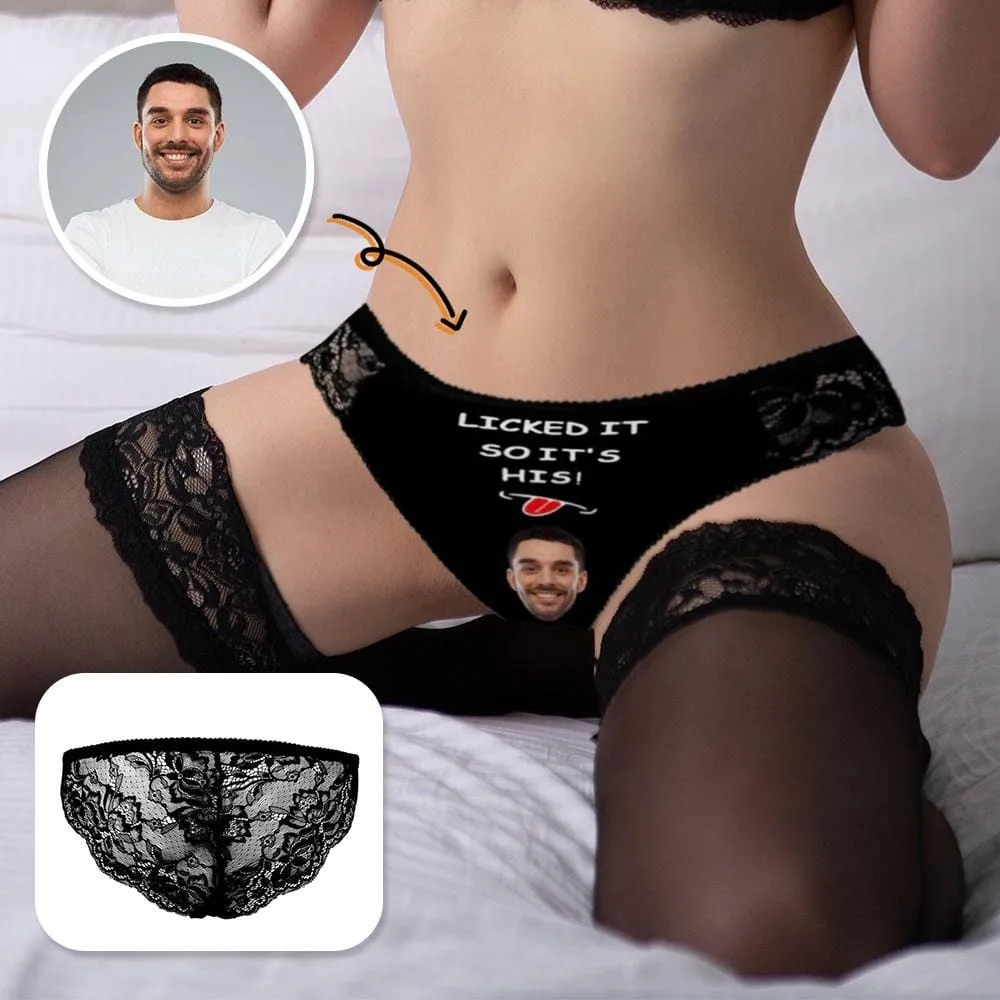 Custom Face Womens Panties Printed Sexy Licked It on Underwear Personalized Women's Lace Panty