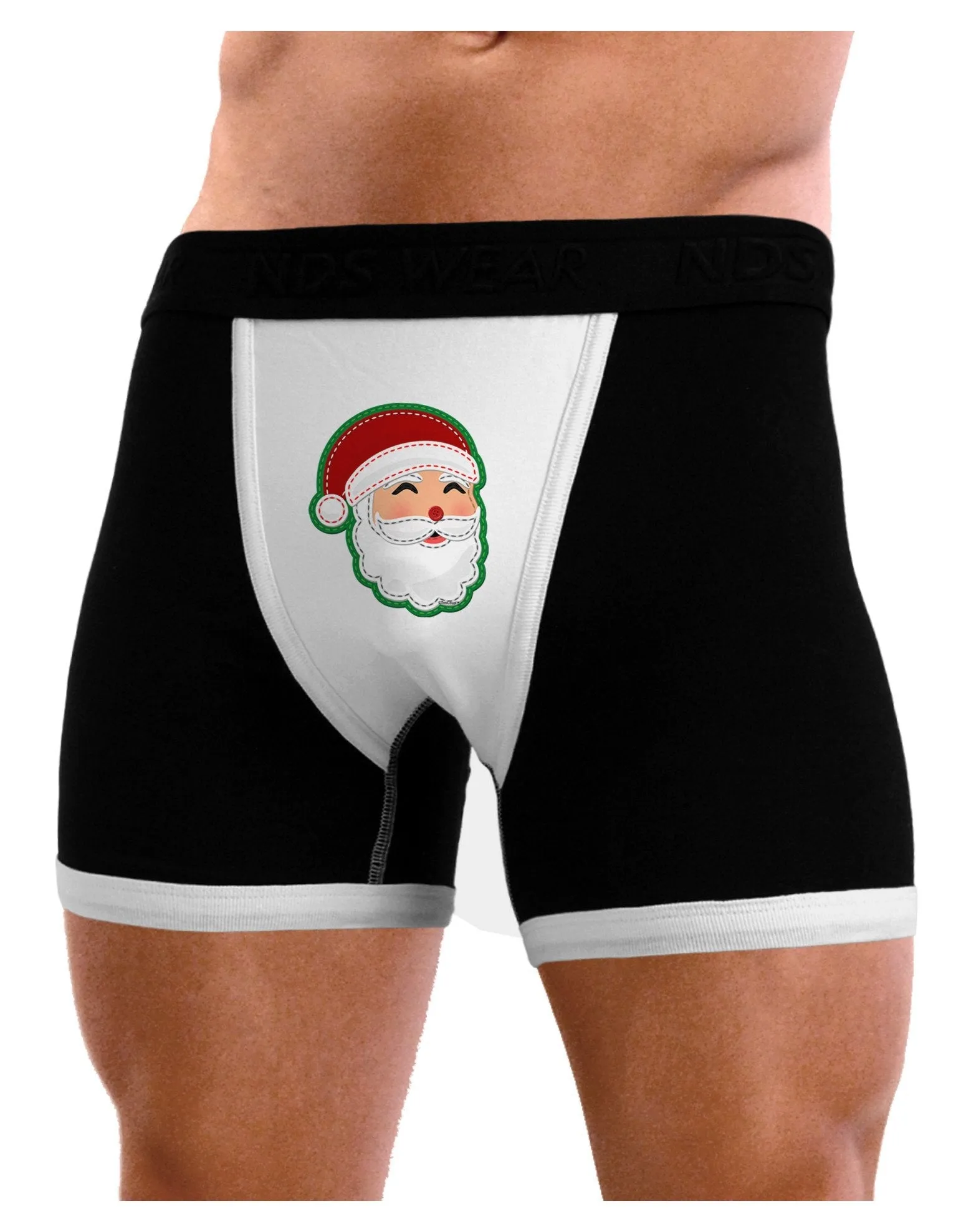 Cute Santa Claus Face Faux Applique Mens Boxer Brief Underwear