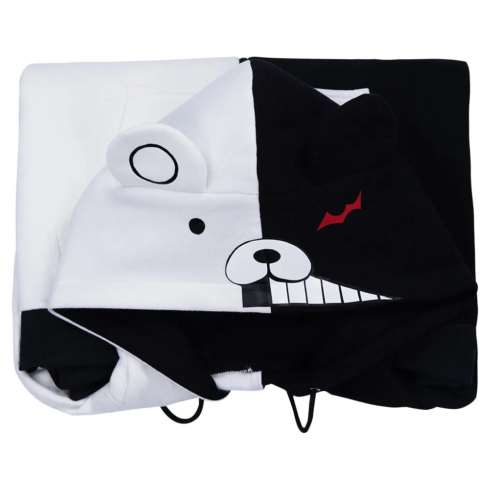 Danganronpa Dangan Ronpa Monokuma Hoodie Black and White Bear Zipper Jacket Coat Cosplay Costume