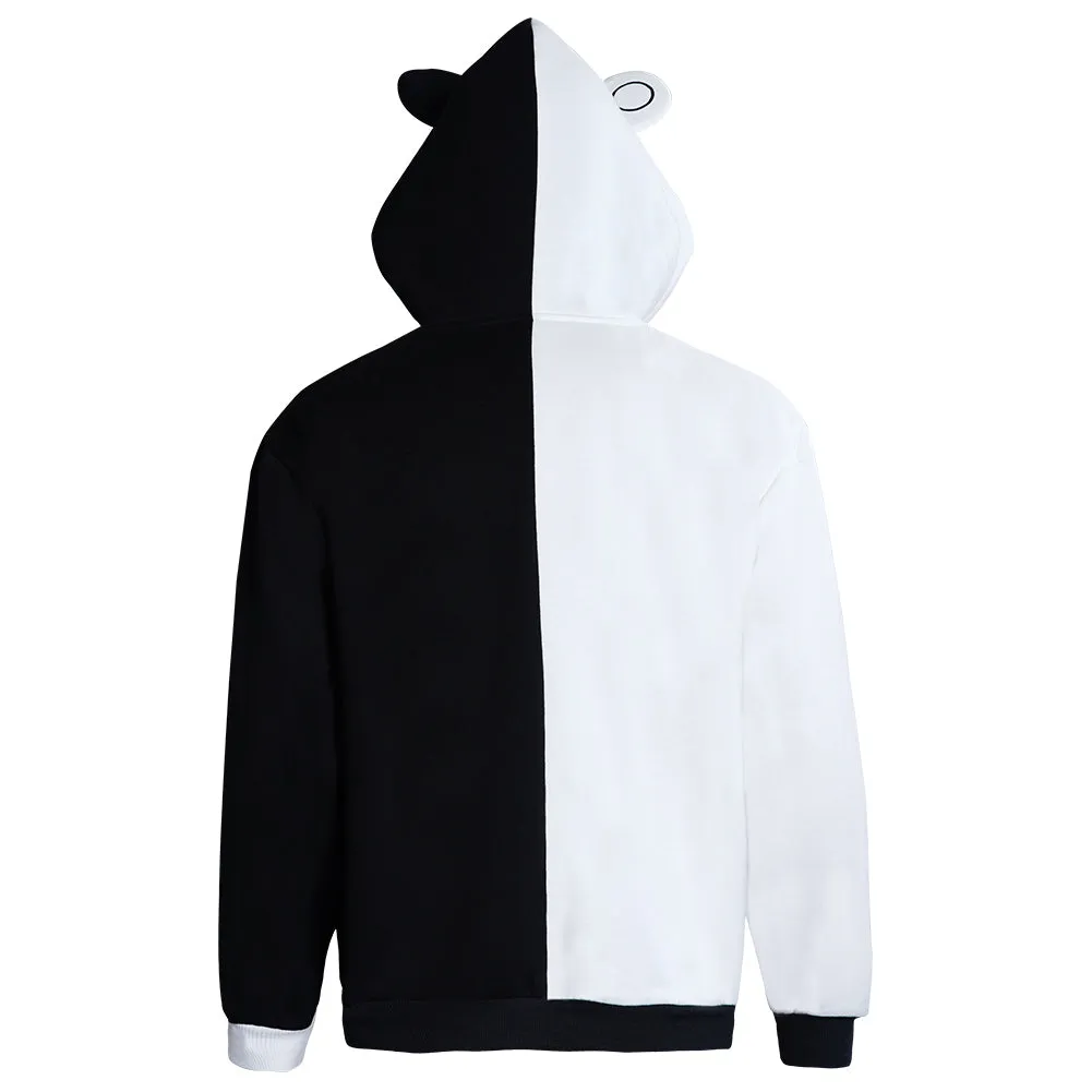 Danganronpa Dangan Ronpa Monokuma Hoodie Black and White Bear Zipper Jacket Coat Cosplay Costume