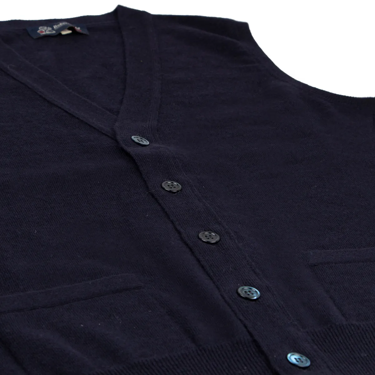 Dark Navy Beaulieu Cashmere Sleeveless Cardigan