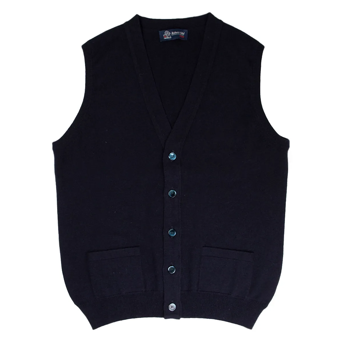 Dark Navy Beaulieu Cashmere Sleeveless Cardigan