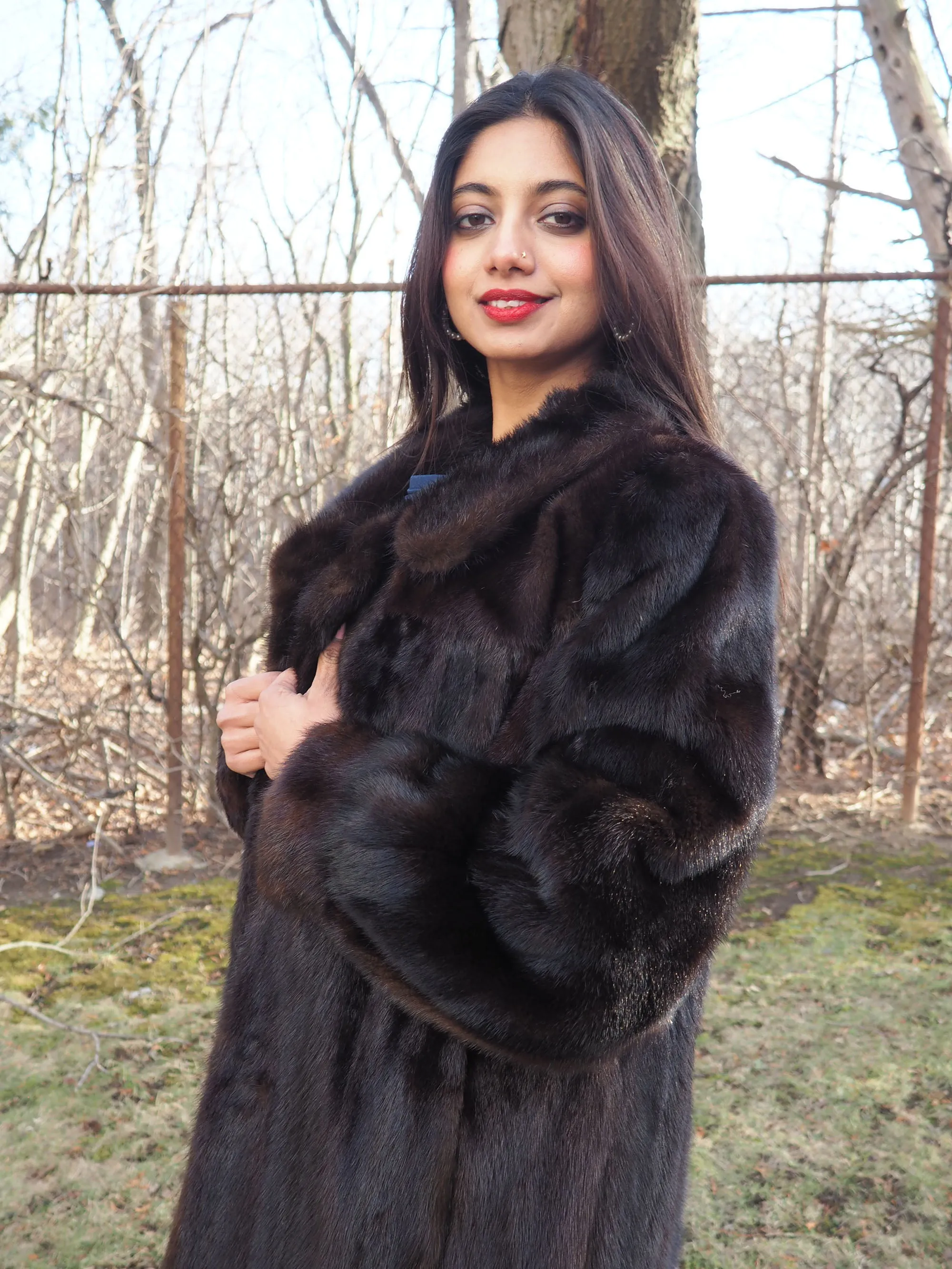 Dark Ranch Black Mink Coat Coats M Notch Collar