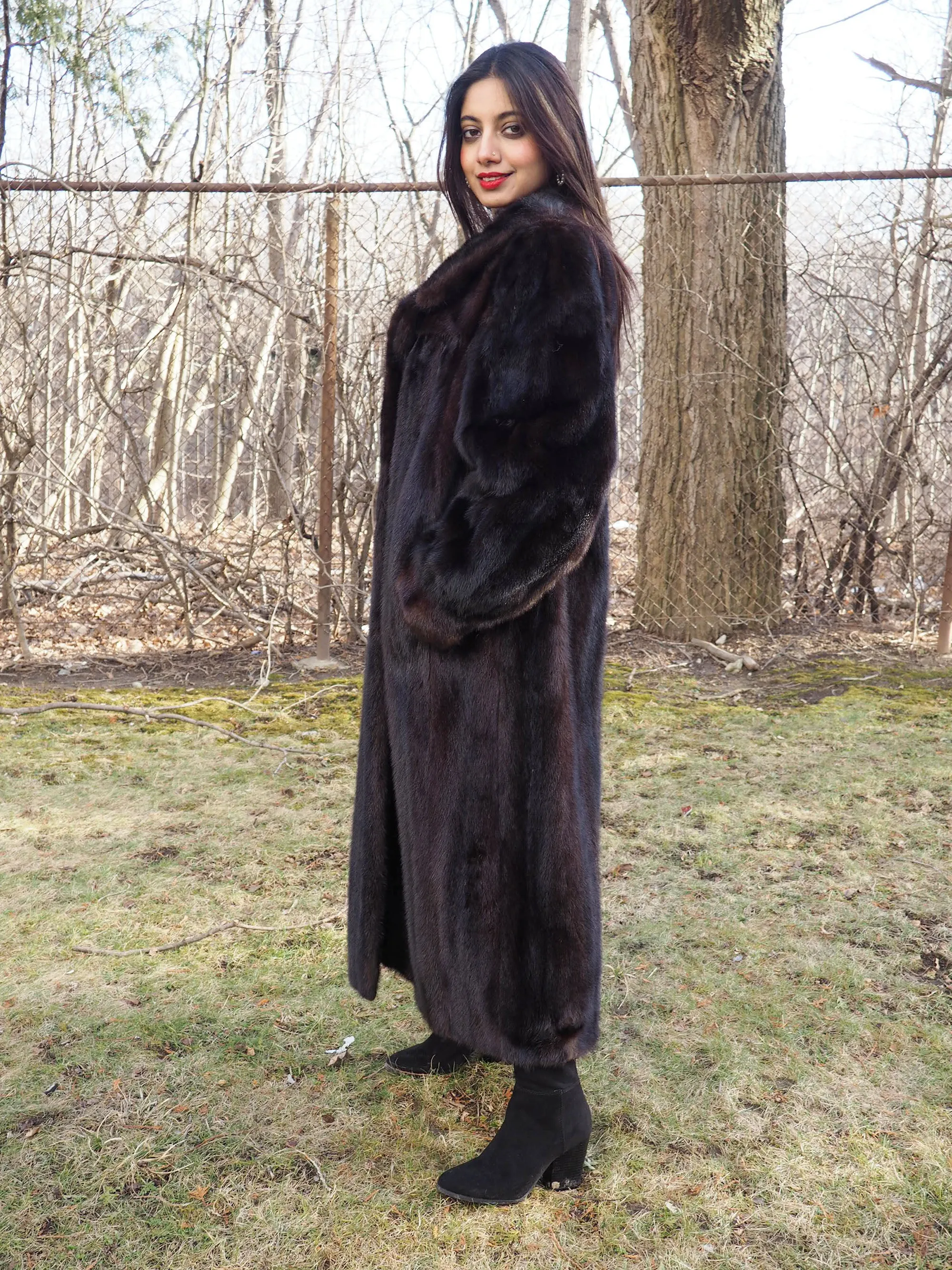 Dark Ranch Black Mink Coat Coats M Notch Collar