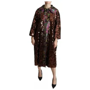 Dolce & Gabbana Multicolor Sequined Long Coat Jaquard Jacket