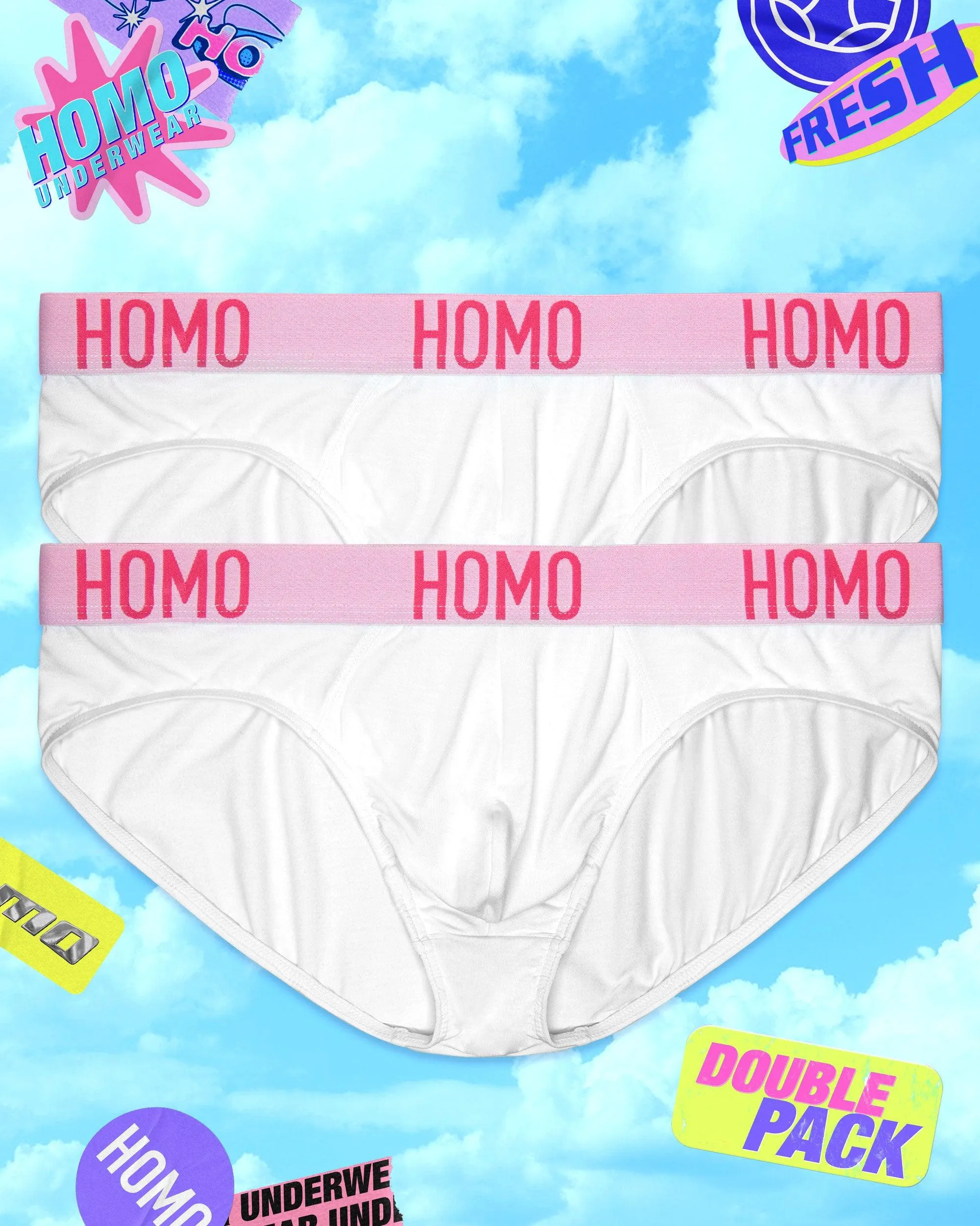 DOUBLE PACK: HOMO Classic Brief  - White/Pink