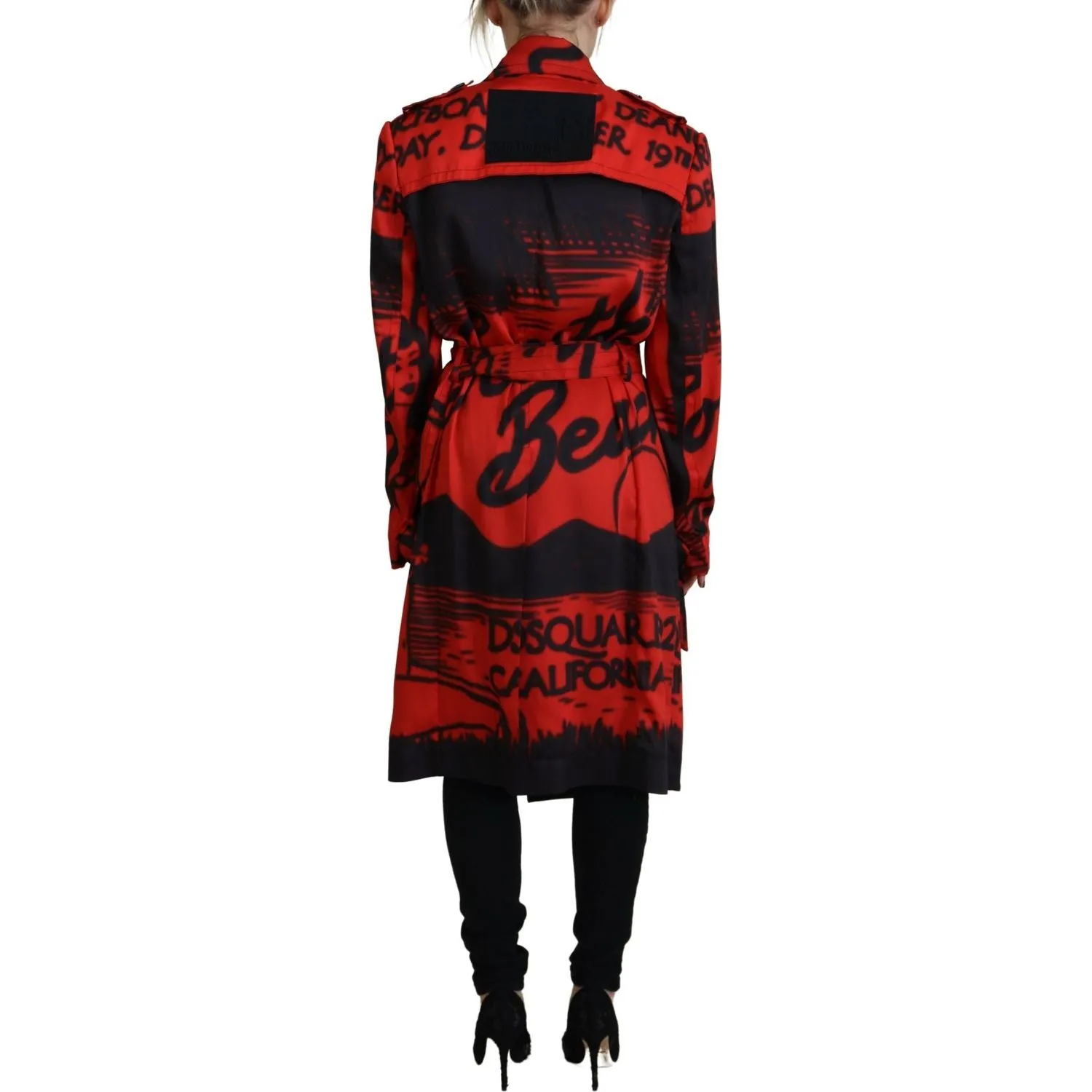 Dsquared² Red Printed Button Collared Desigual Coat Jacket