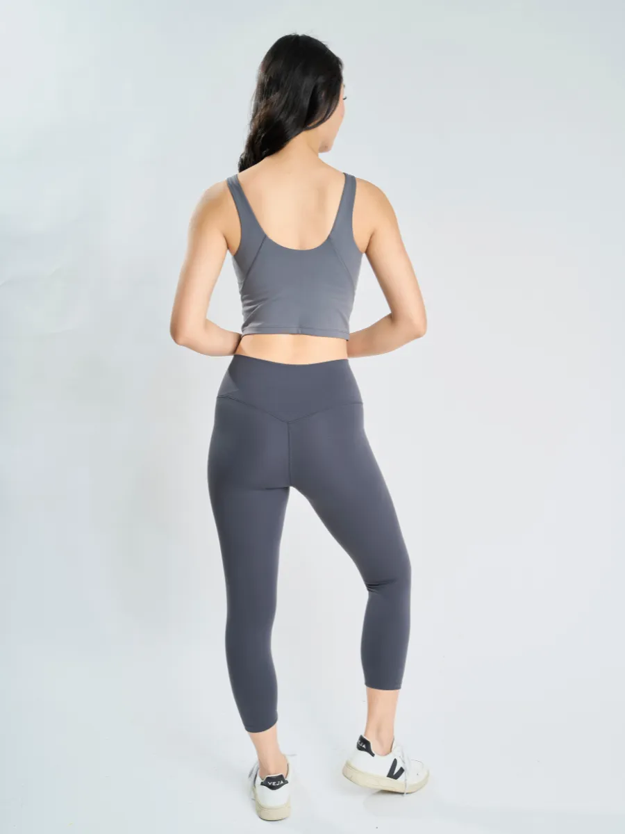 Easy Stretch Crop 21” *Seamless Leggings in Charcoal Blue