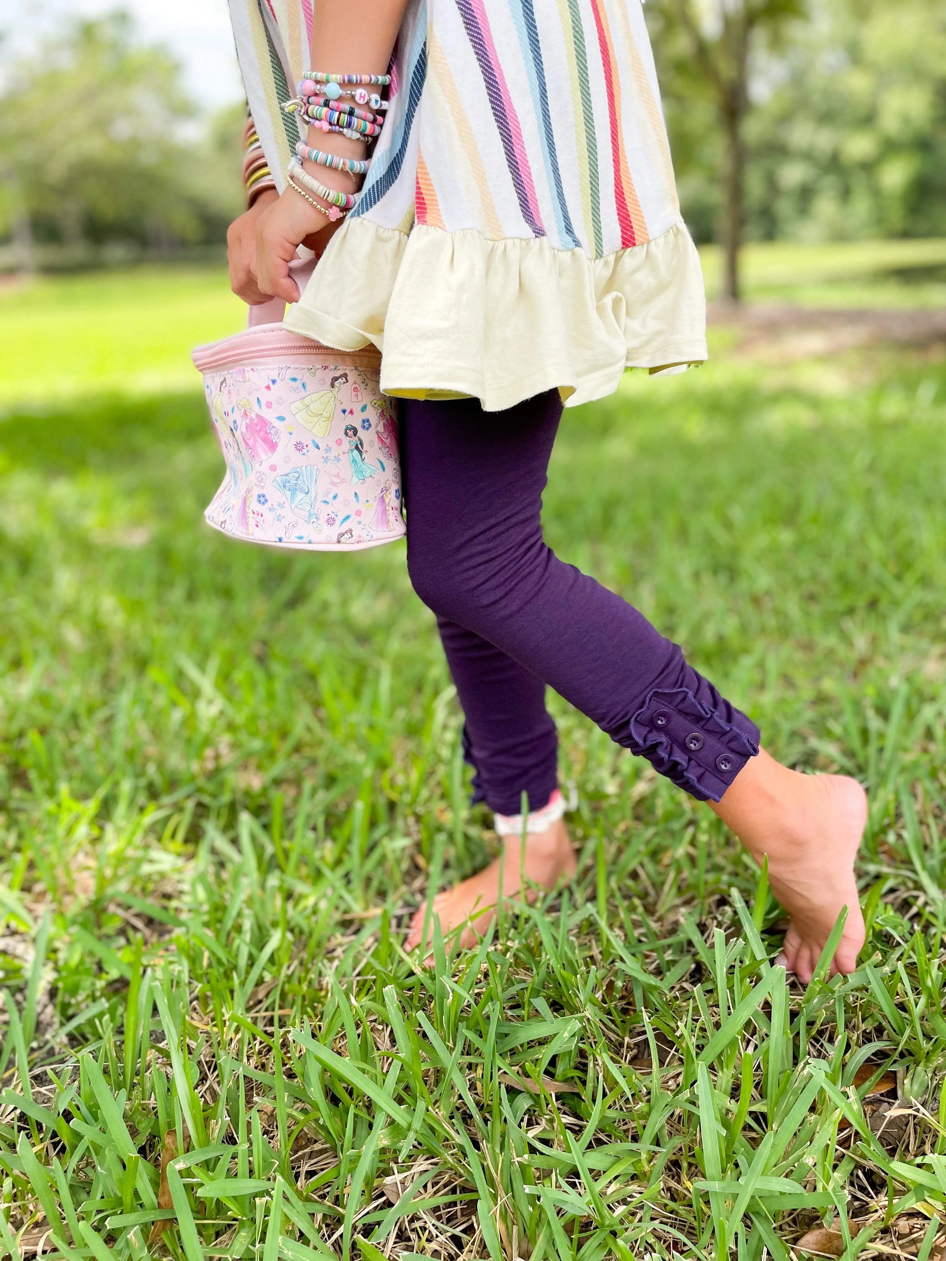 Eggplant Button Leggings Solids