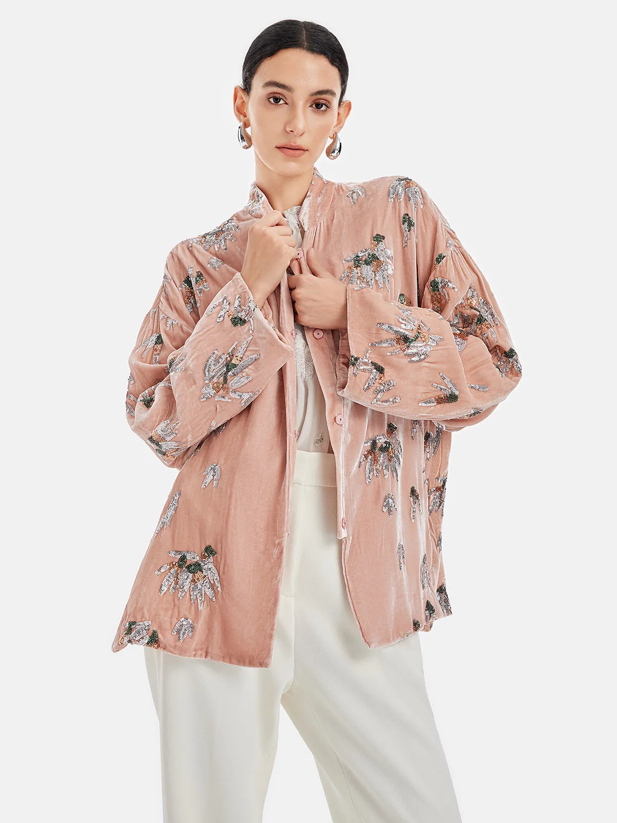 Elegant Velvet Embroidered Chinese Jacket