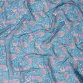 Enchanted Bloom Silk Chiffon Fabric - Pastel Floral Elegance, 110cm Wide - Buy Online for Graceful Creations-D18177