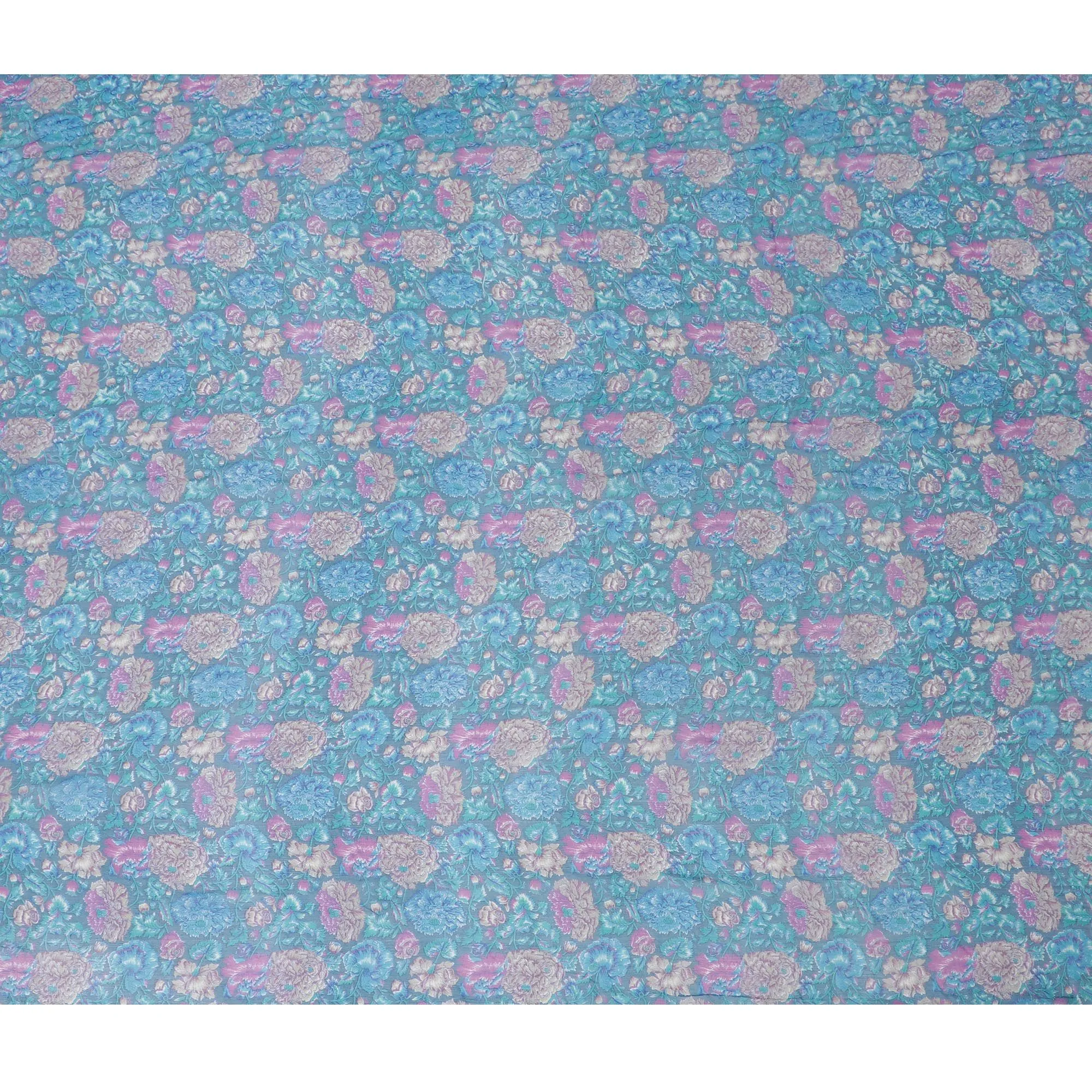 Enchanted Bloom Silk Chiffon Fabric - Pastel Floral Elegance, 110cm Wide - Buy Online for Graceful Creations-D18177