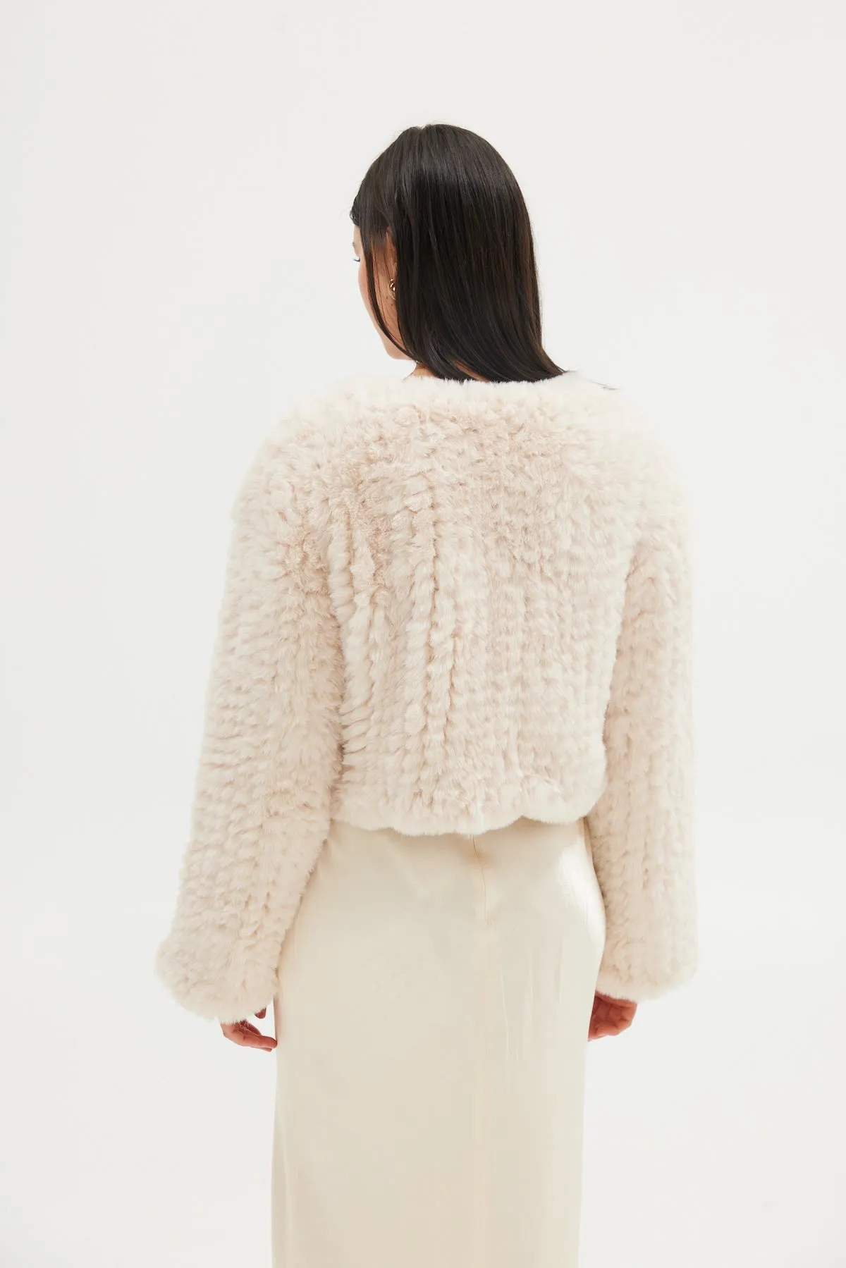 Faux Lola Crop Jacket - Oatmeal