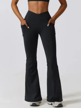 Flare Leg Active Pants with Pockets