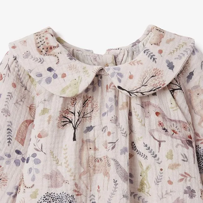 Floral Organic Muslin Peter Pan Collar Dress