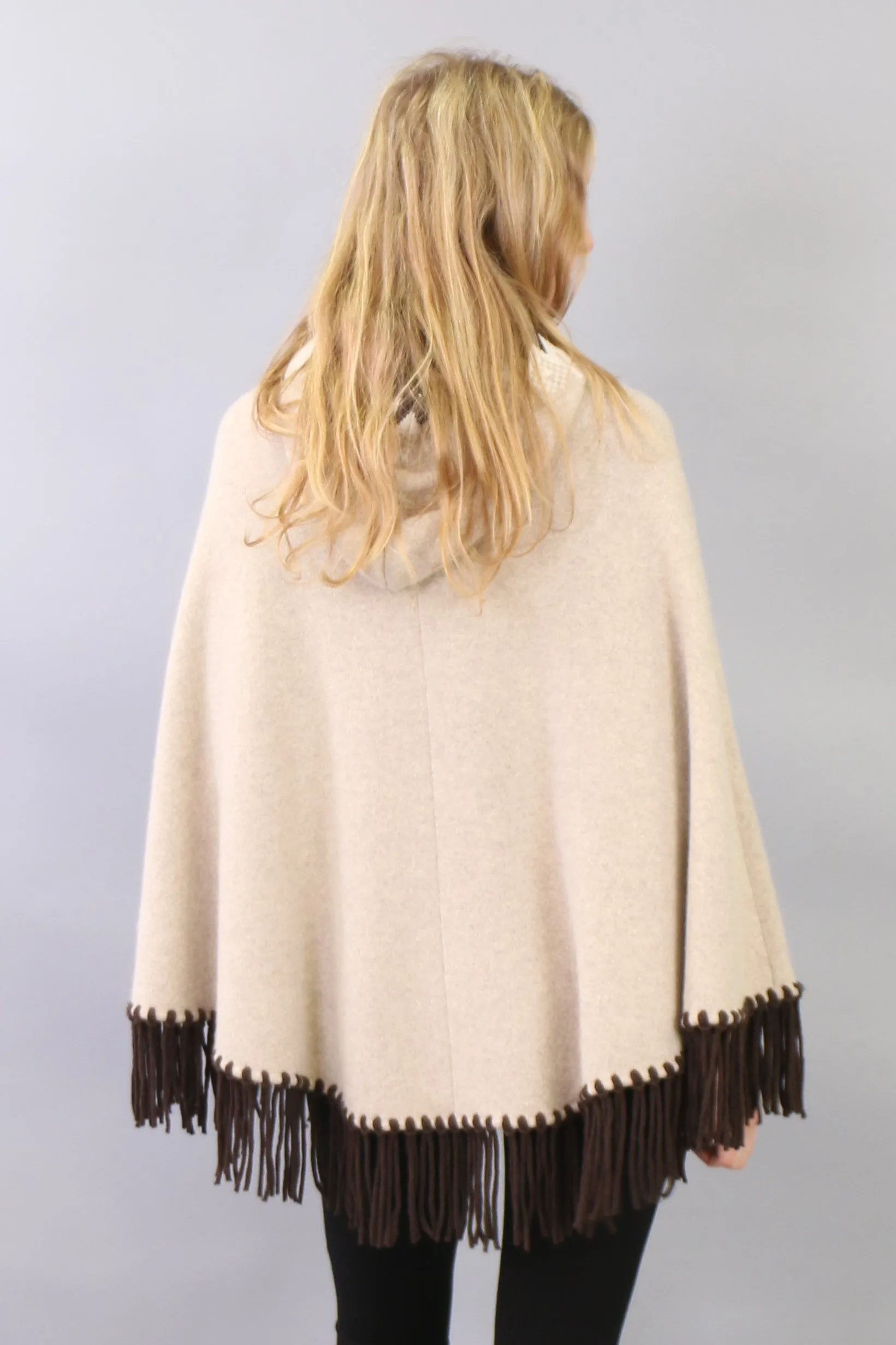 Fringed Zip Hoodie Cape