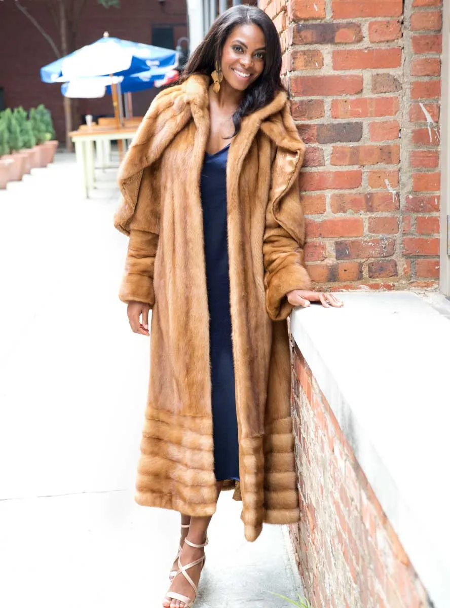 Full Length Mink Fur Swing Coat with Optional Cape