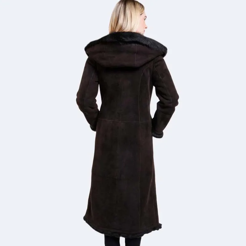 Genuine Norma Sheepskin Best Style Shearling Winter Long Coat