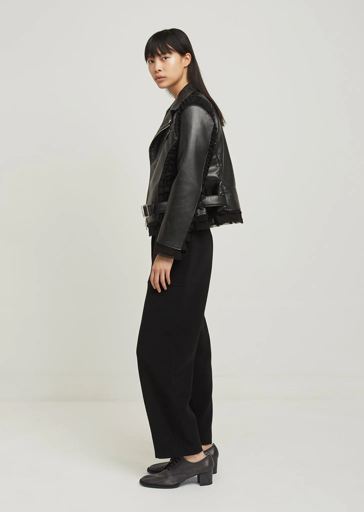 Georgette Tape Pleat Moto Jacket