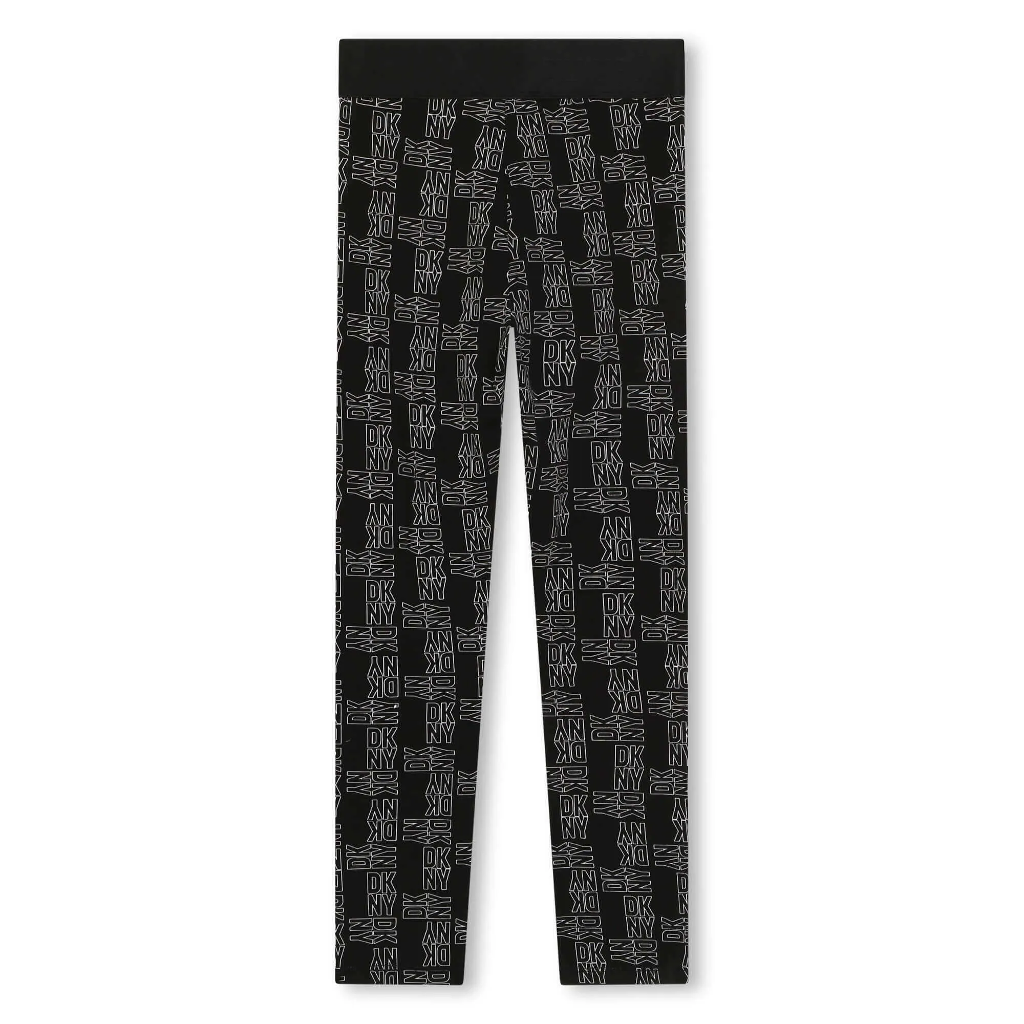 Girls Black & White Logo Print Leggings