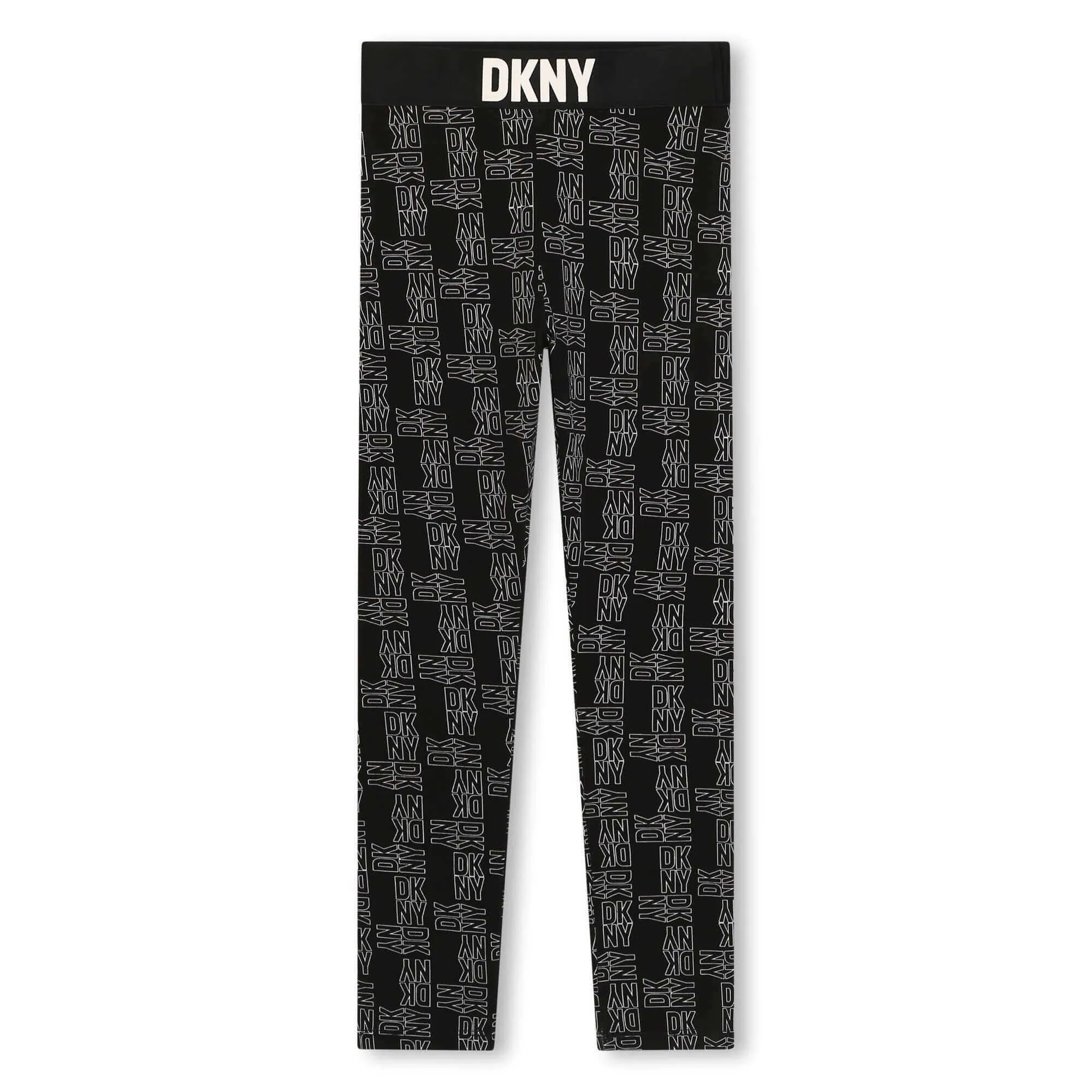 Girls Black & White Logo Print Leggings