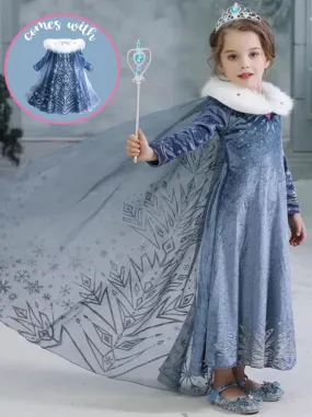 Girls Snow Queen Inspired Costume Dress Set