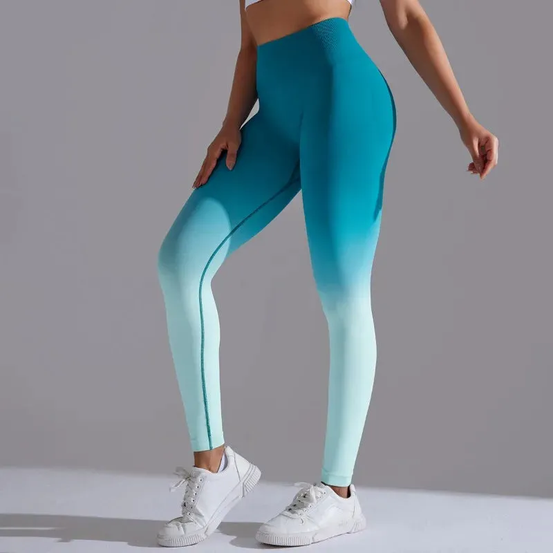 Gradient Seamless High Waist Fitness Cycling Legging