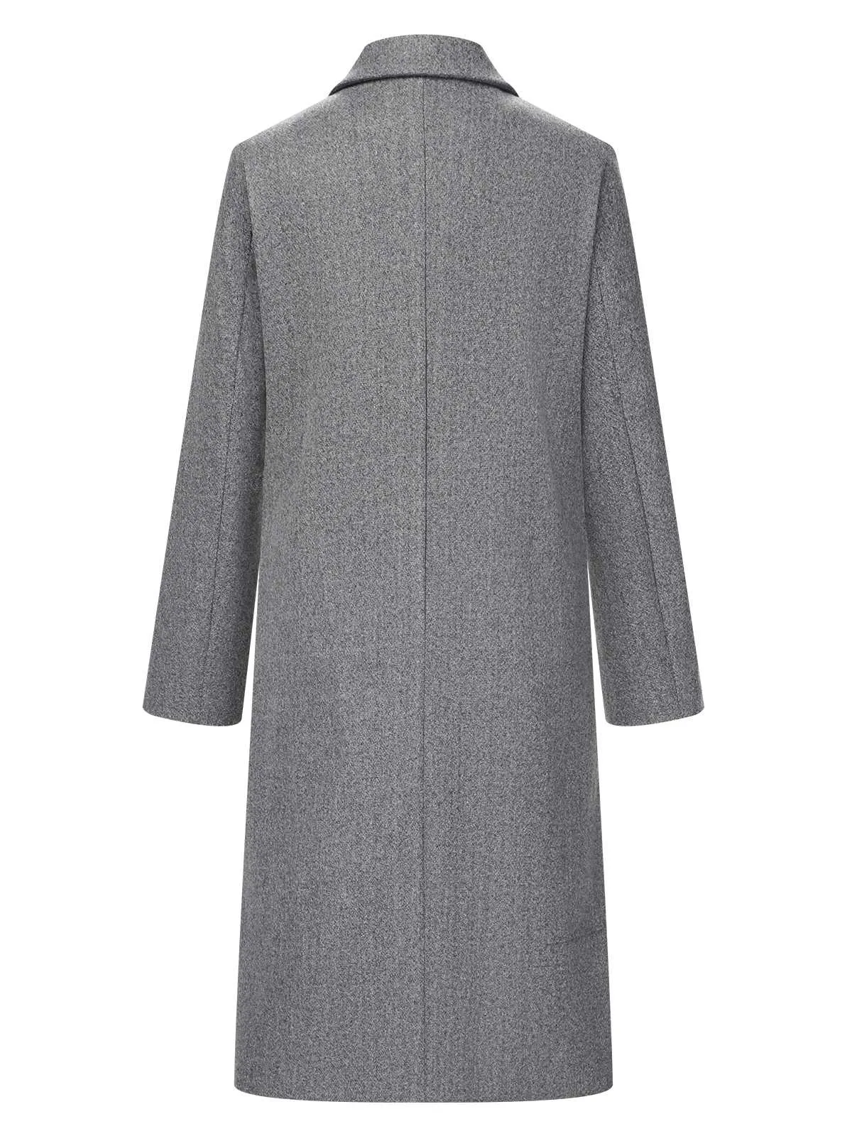 Gray 1960s Over Knee Lapel Coat