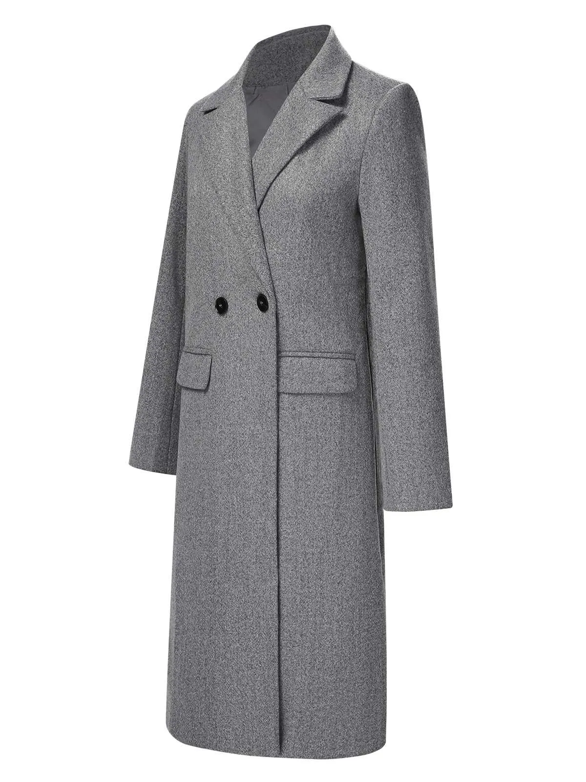 Gray 1960s Over Knee Lapel Coat