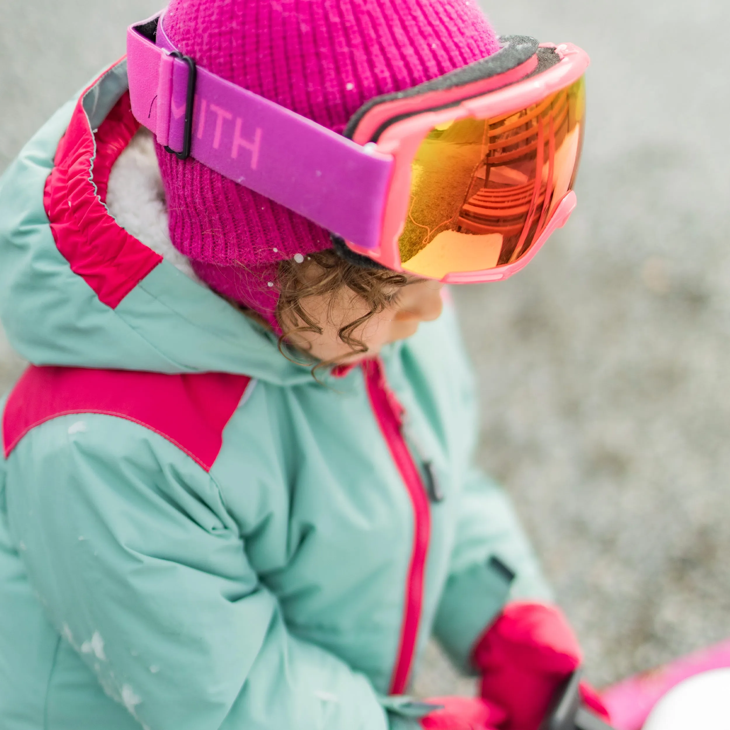 Habit de neige deux pièces turquoise et rose, bébé || Turquoise and pink two-piece snowsuit, baby