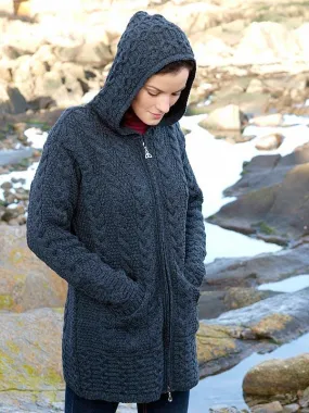 Hooded Aran Zipper Coat