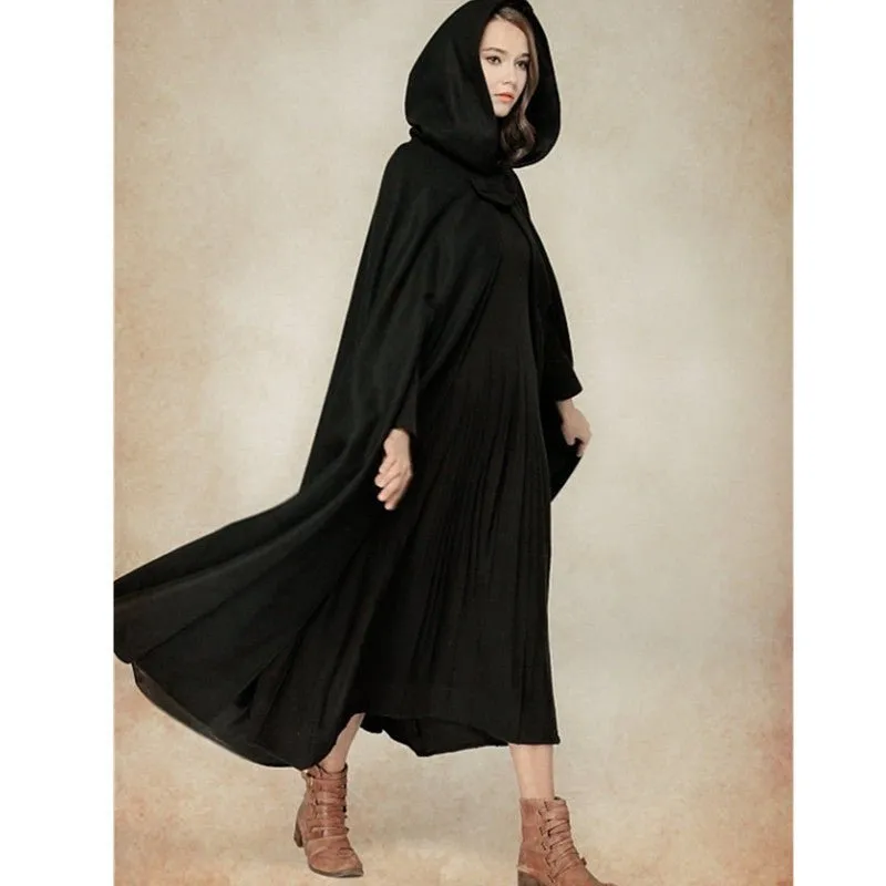 Hooded Shawl Extended Cape Coat (MOA088)