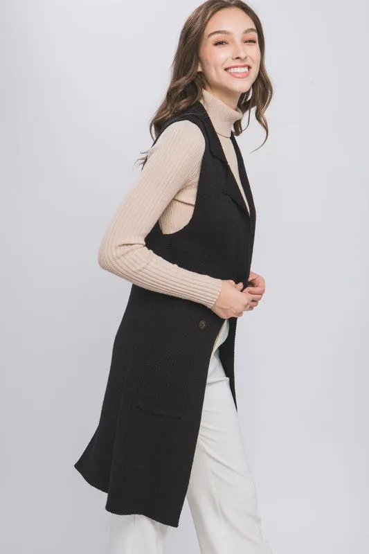 Ida Sleeveless Long Cardigan Vest Coat