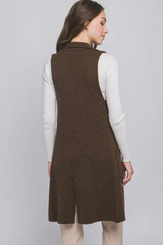 Ida Sleeveless Long Cardigan Vest Coat