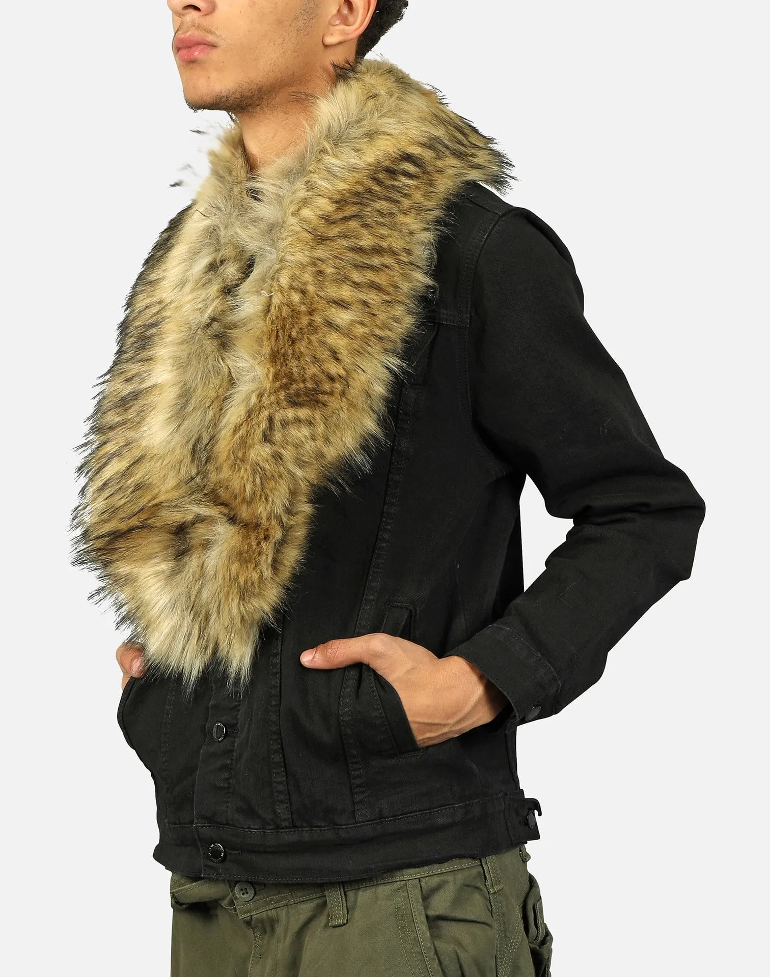 Kilogram LONG FUR DENIM JACKET