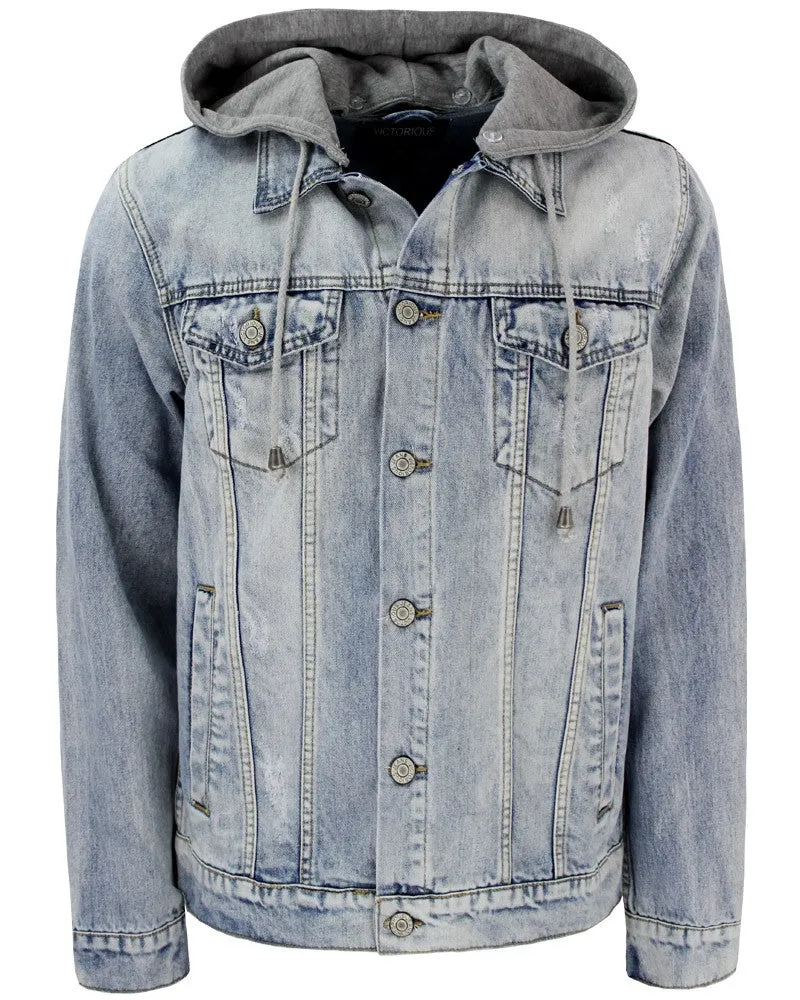 Layered Hooded Denim Jacket