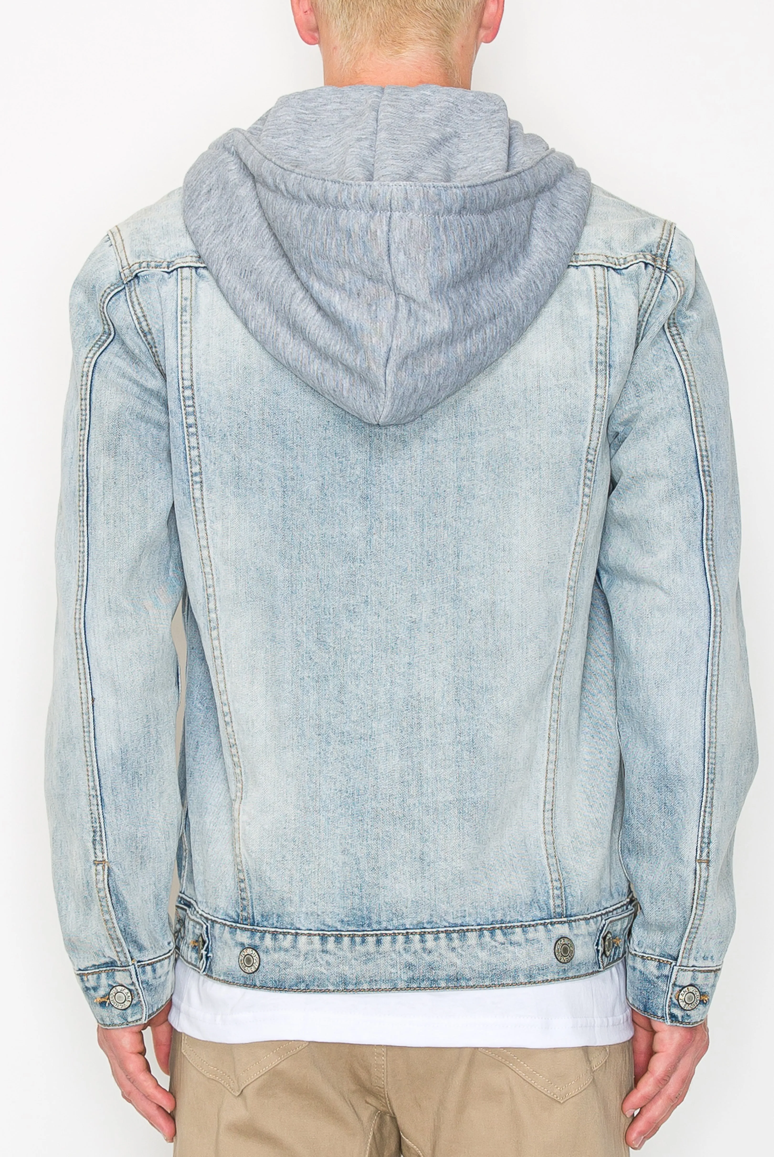 Layered Hooded Denim Jacket