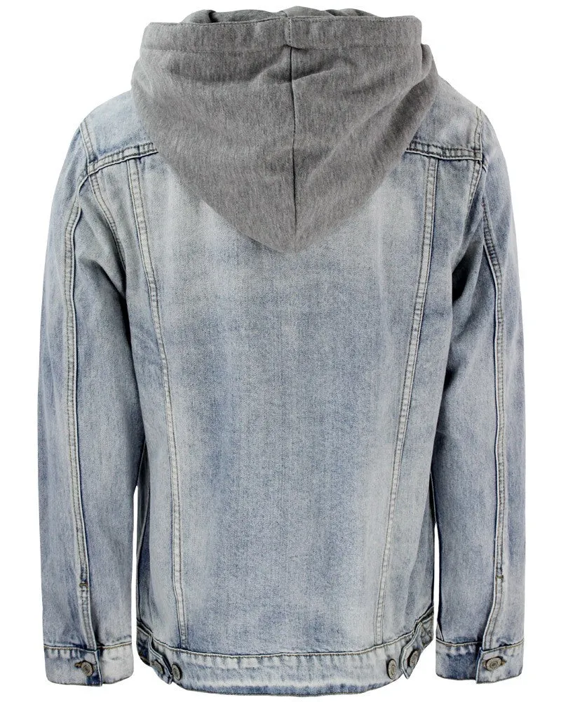 Layered Hooded Denim Jacket