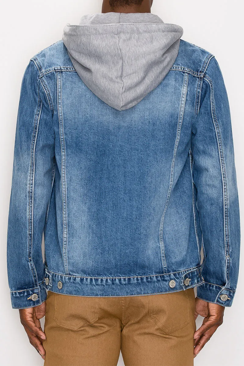 Layered Hooded Denim Jacket