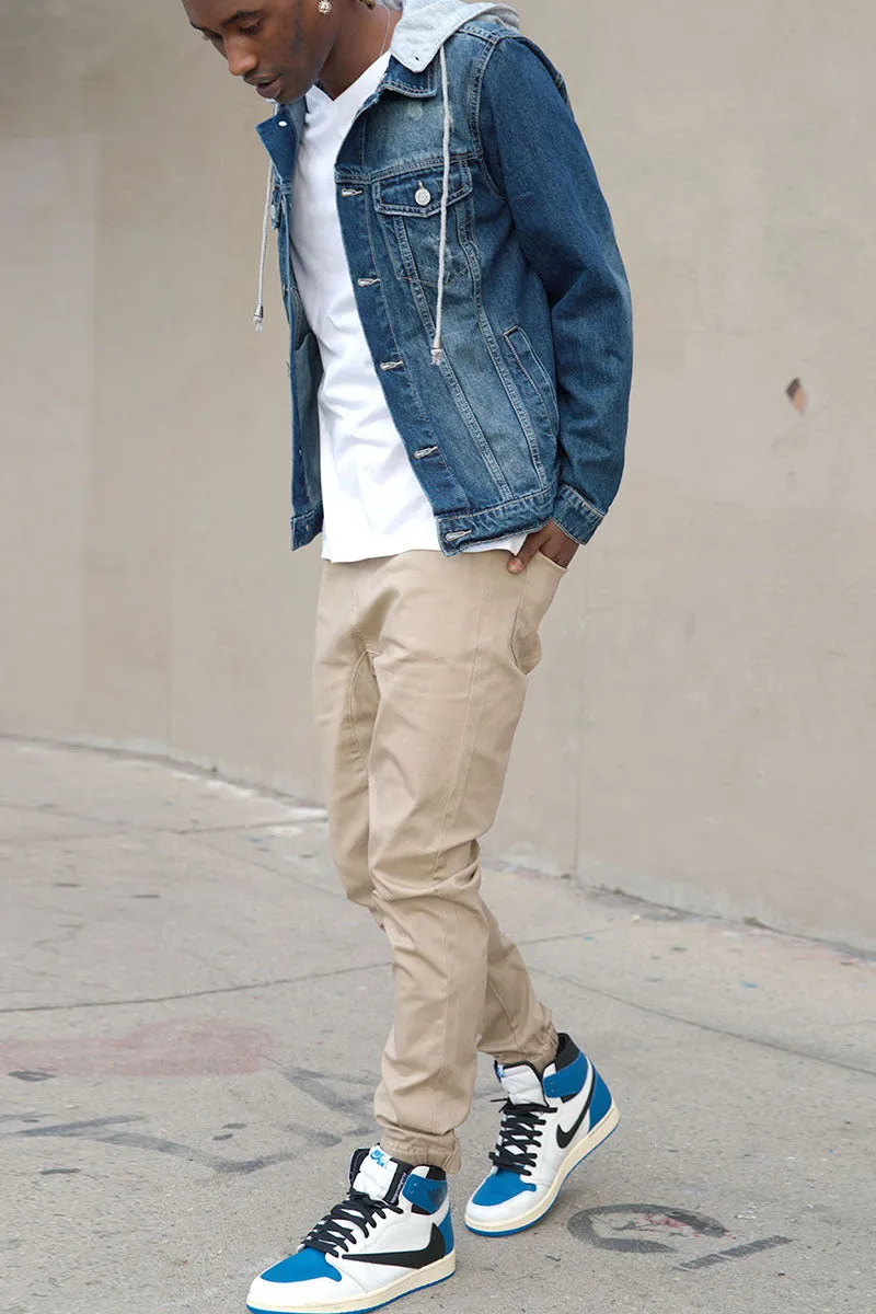 Layered Hooded Denim Jacket