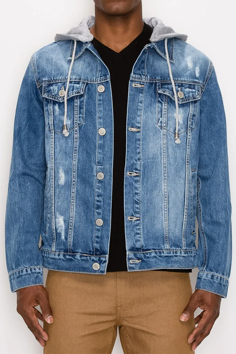 Layered Hooded Denim Jacket