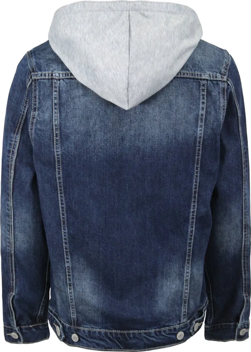 Layered Hooded Denim Jacket